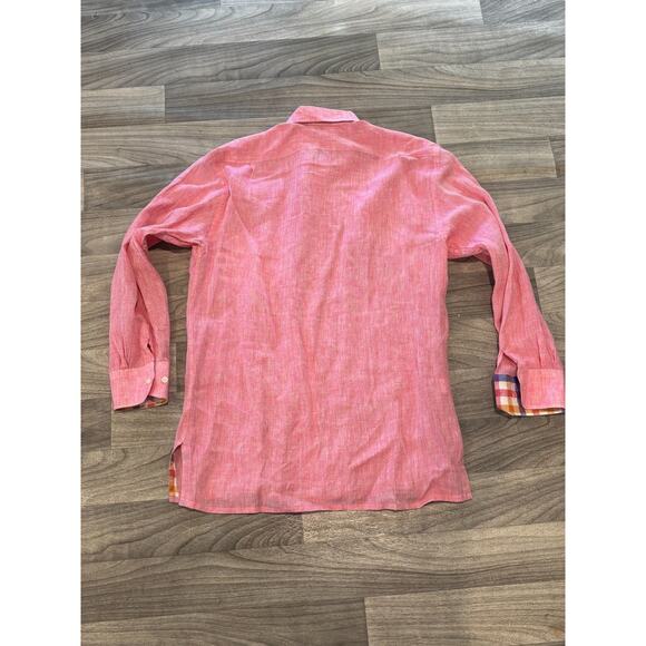 Archipalago Size Large Pink 100% Linen Shirt Long Sleeve Button Down Preppy - Picture 9 of 11